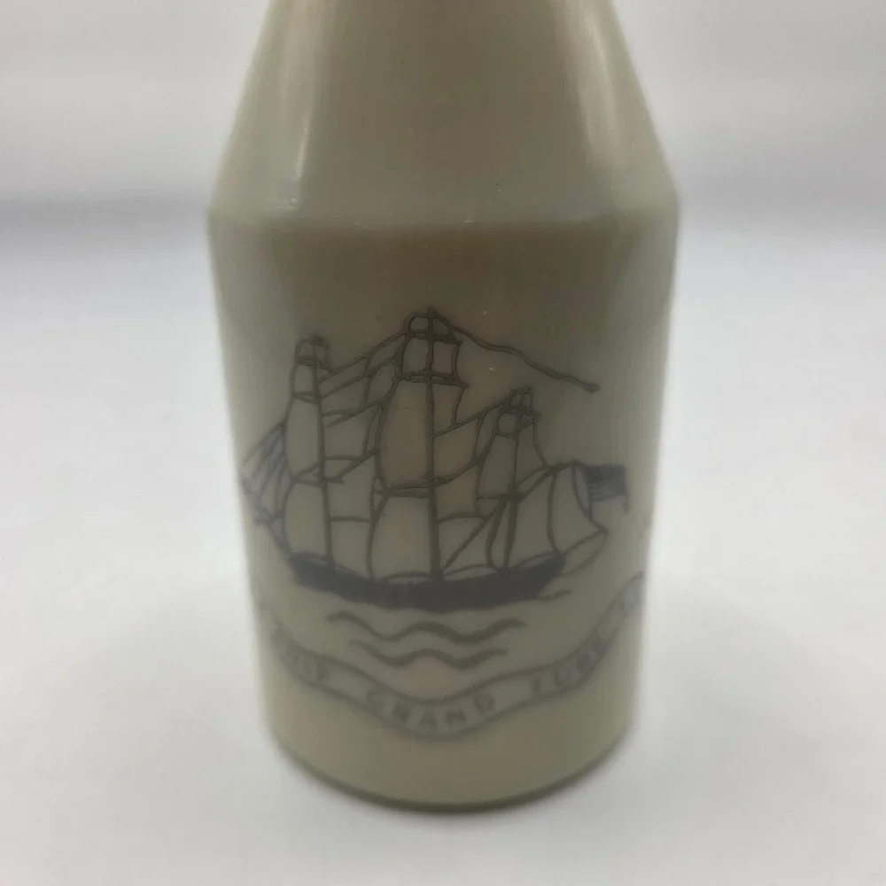 Vintage Old Spice Shulton After Shave Bottle Ship Grand Turk Milk Glass 4.75oz